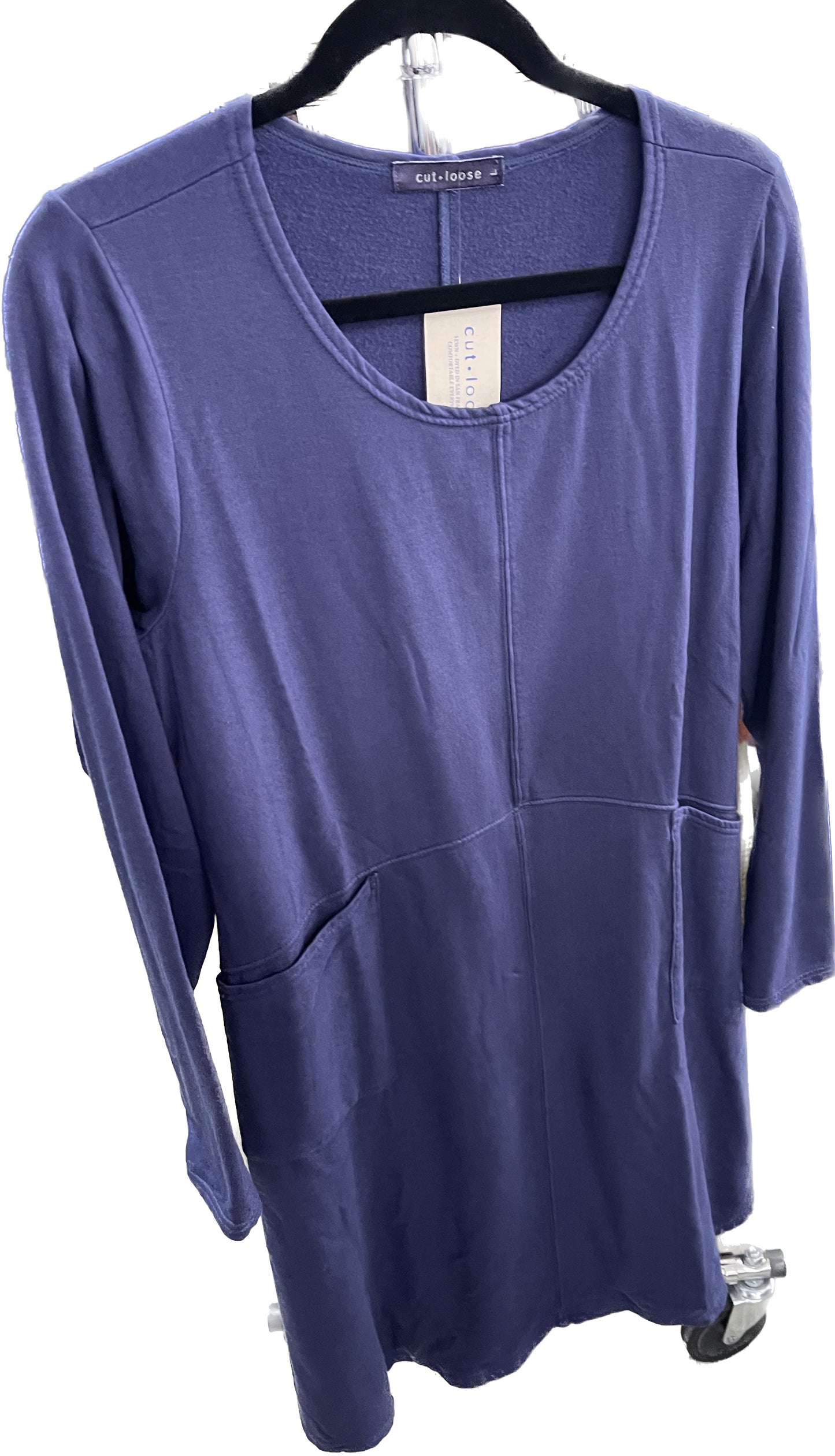 Long Sleeve Fleece Pocket Dress - Blue Moon
