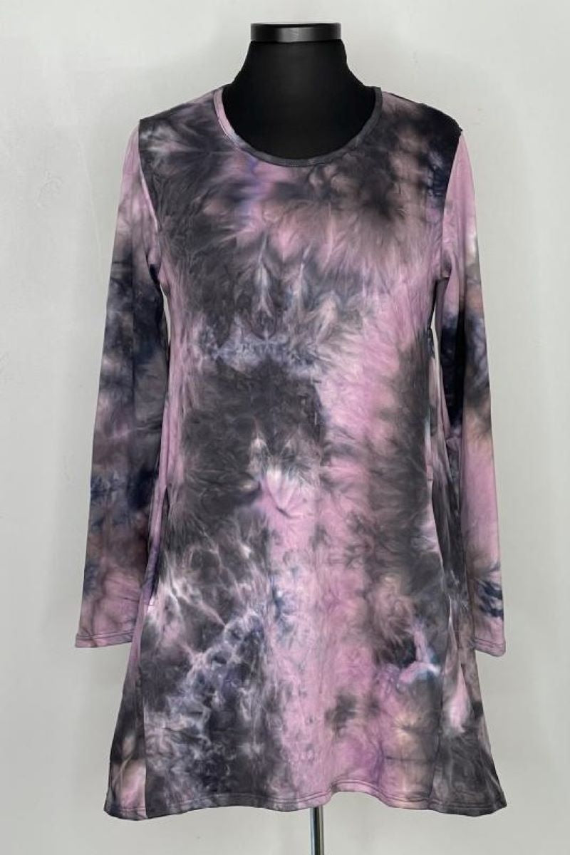 Lavender 2AM Long Sleeve Tie Dye Tunic with Pockets