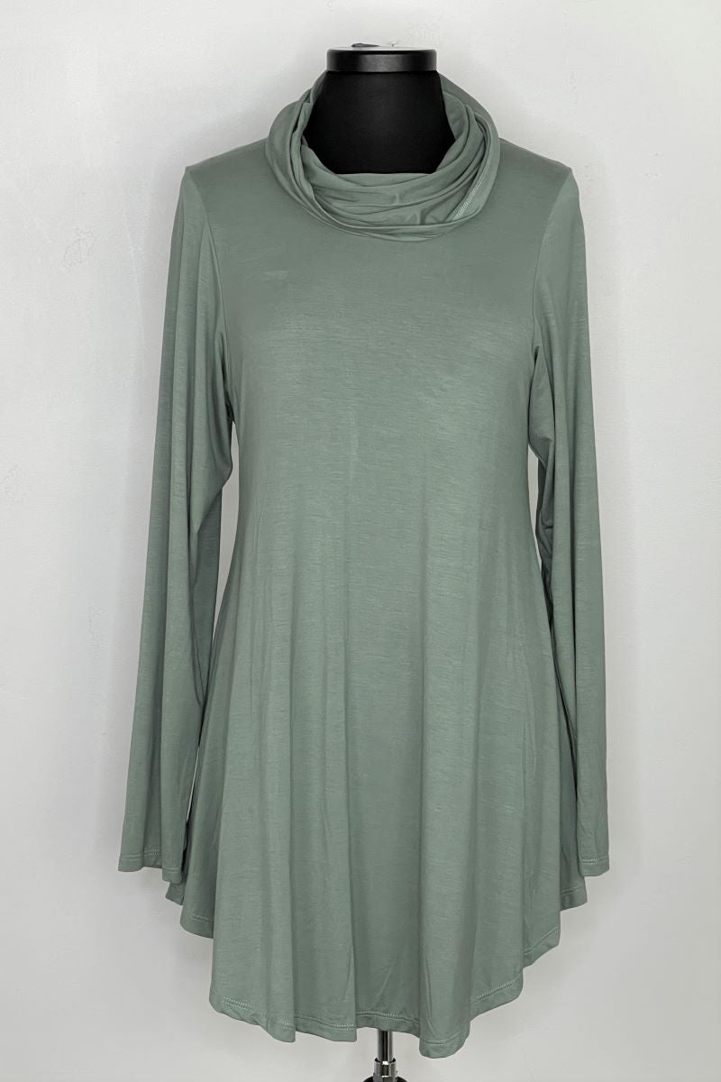 Mossy Green Long Sleeve Modal Cowl Neck