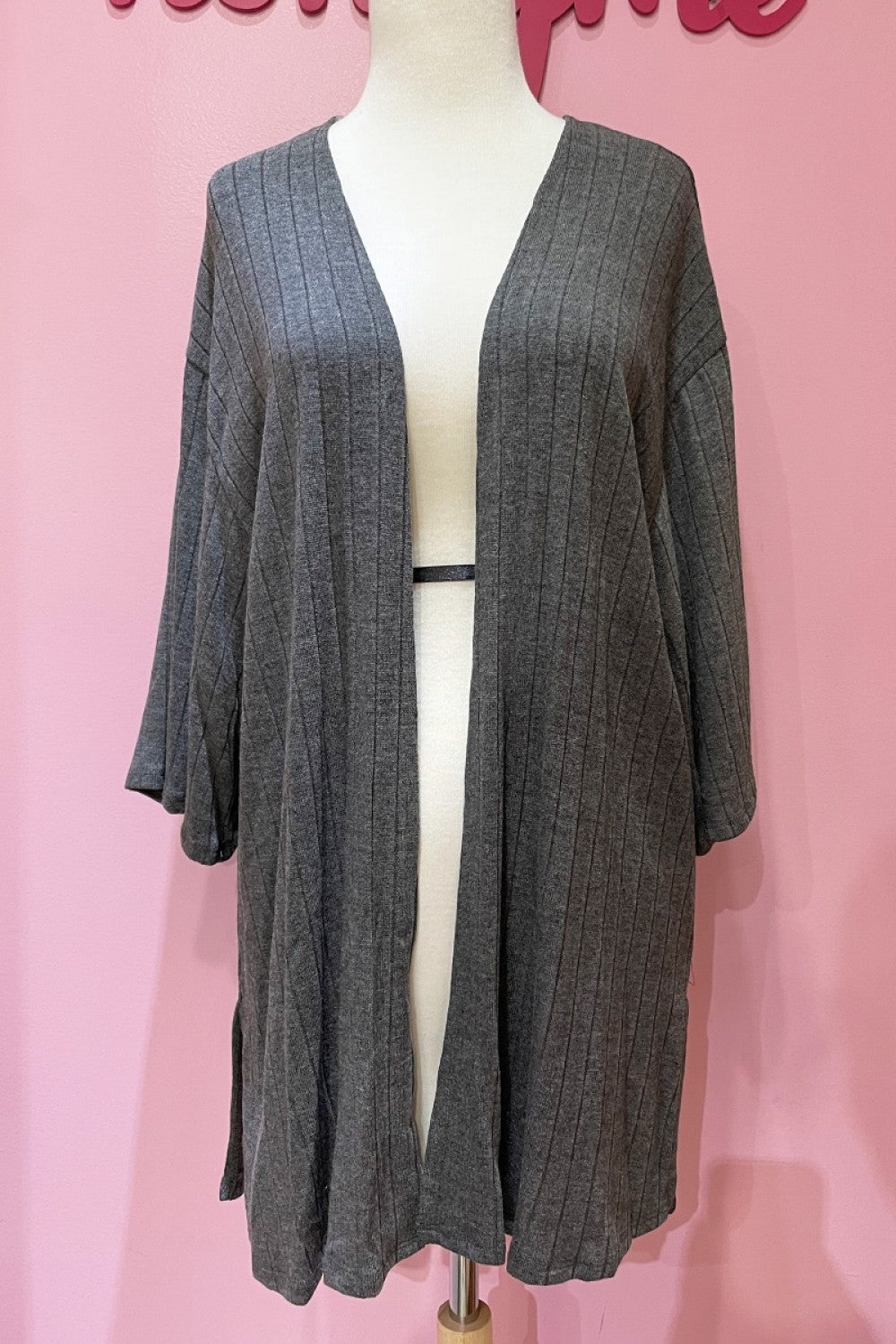 T10778HRC Long Sleeve Cardigan with Side Slits
