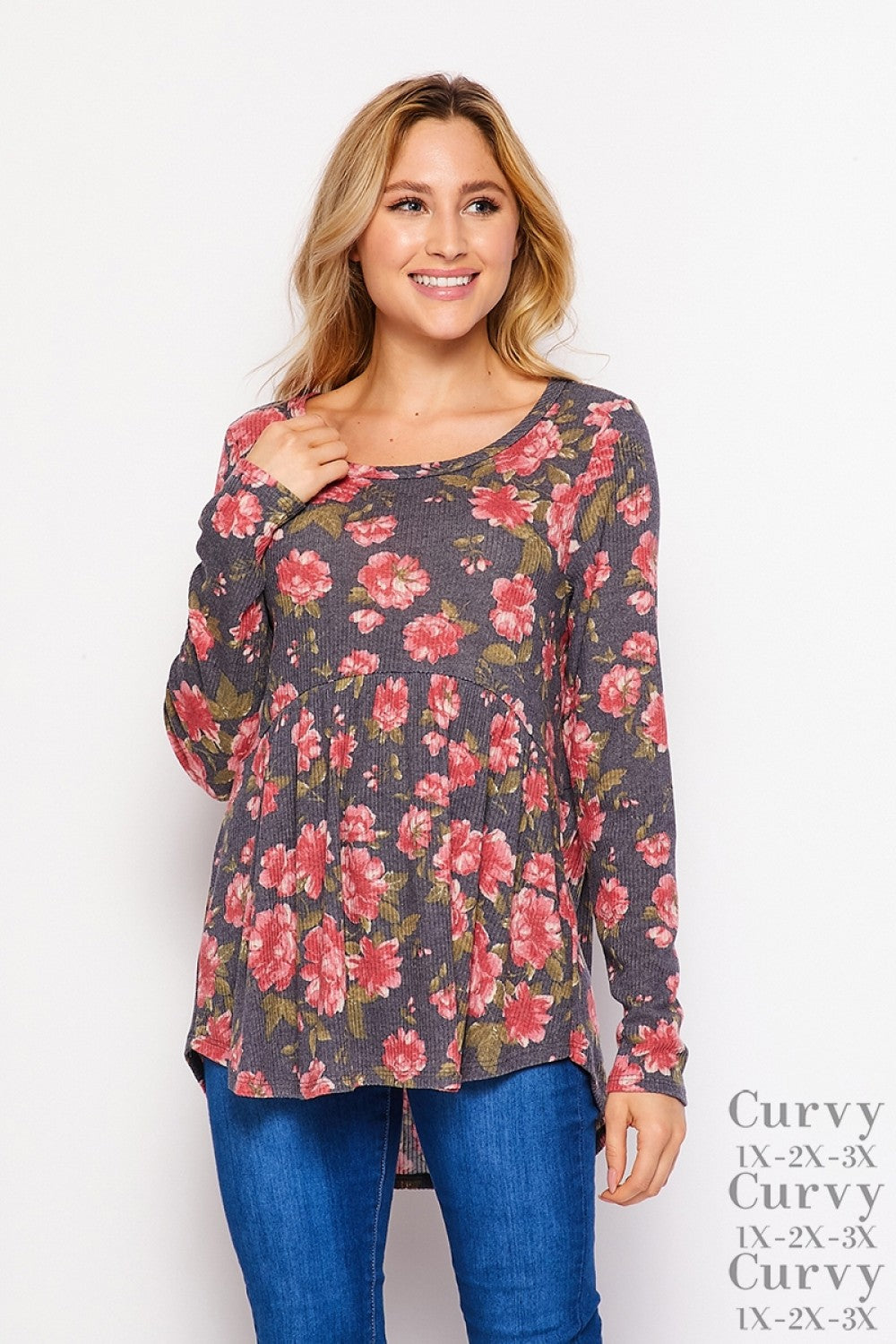 T108938182CR Babydoll Top with Thumbholes