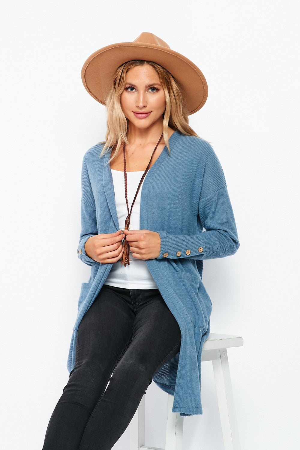 Ribbed Cardigan with Pockets