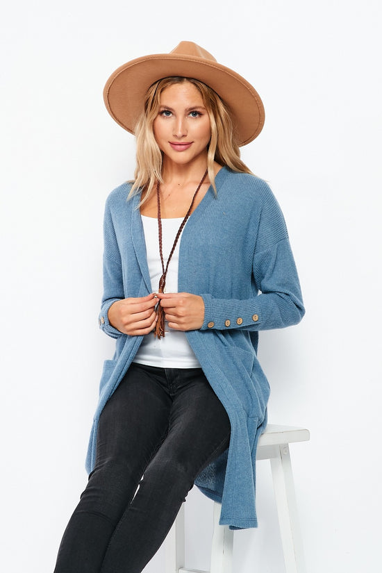 Load image into Gallery viewer, Ribbed Cardigan with Pockets
