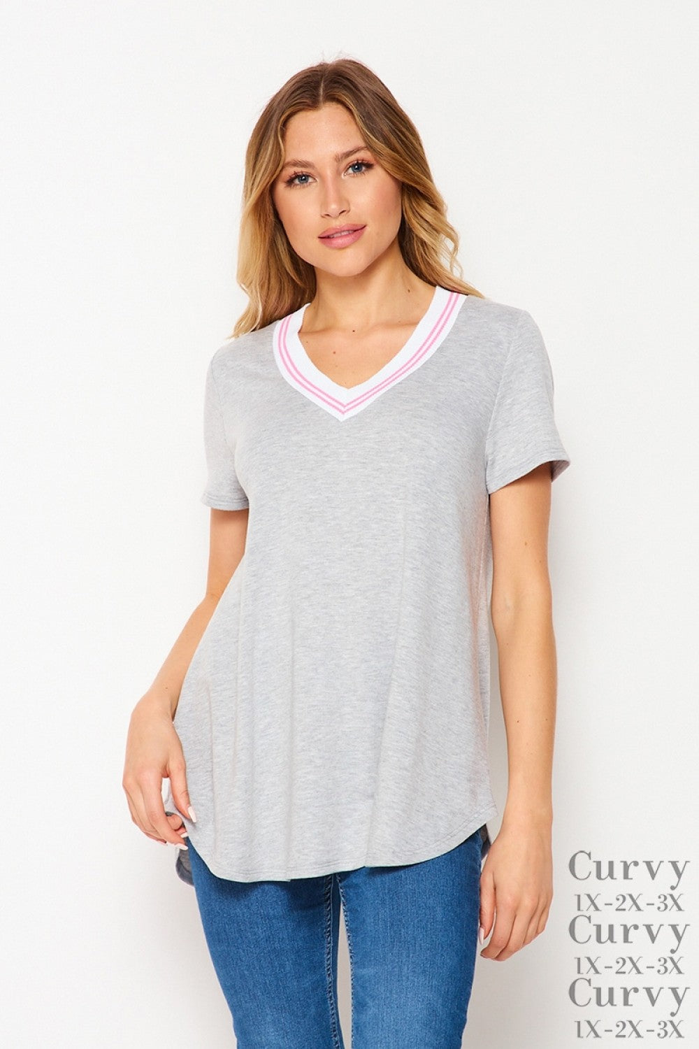 Load image into Gallery viewer, T11525FTHG V-Neck Short Sleeve Top
