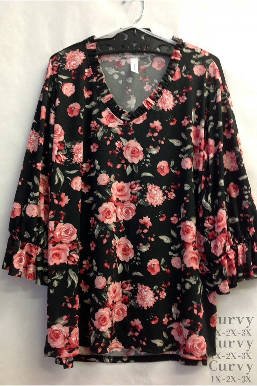 Black Long Sleeve with Pink Floral