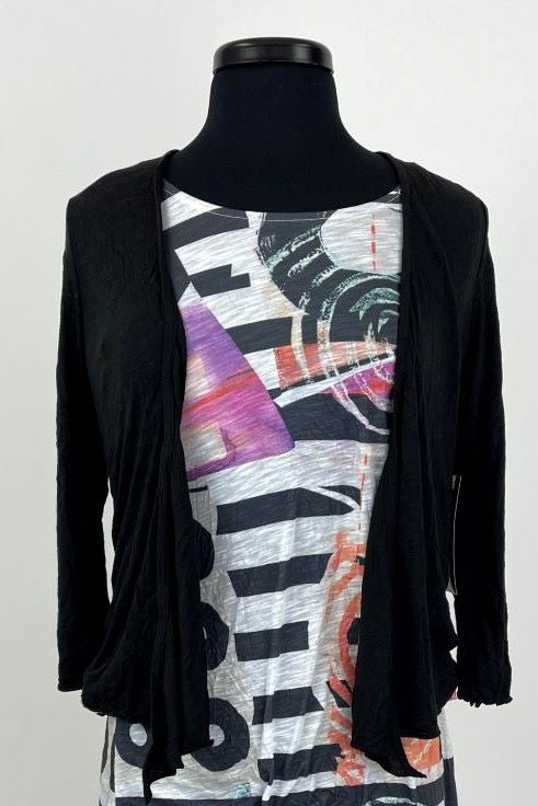 Load image into Gallery viewer, Black Cotton Slub Knit Bollero Jacket

