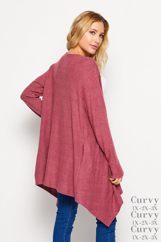 Load image into Gallery viewer, Brushed Knit Open Cardi with Side Pockets
