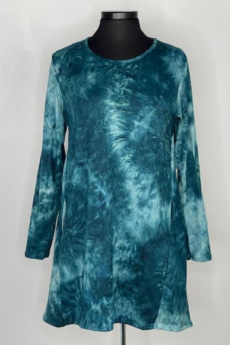 Teal 2AM Long Sleeve Tie Dye Tunic with Pockets