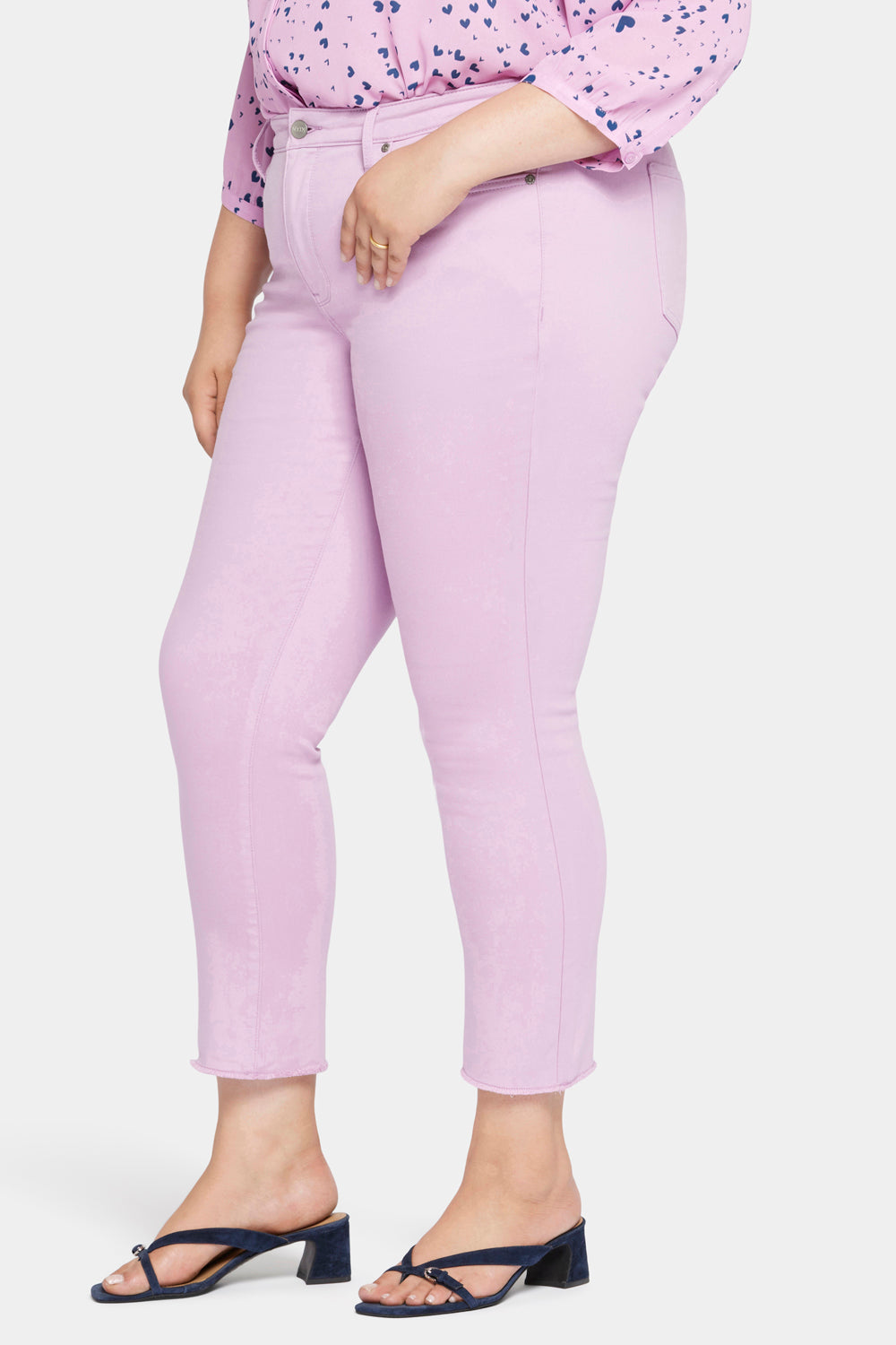 Sheri Ankle Jeans with Fray Hem - Misty Mauve