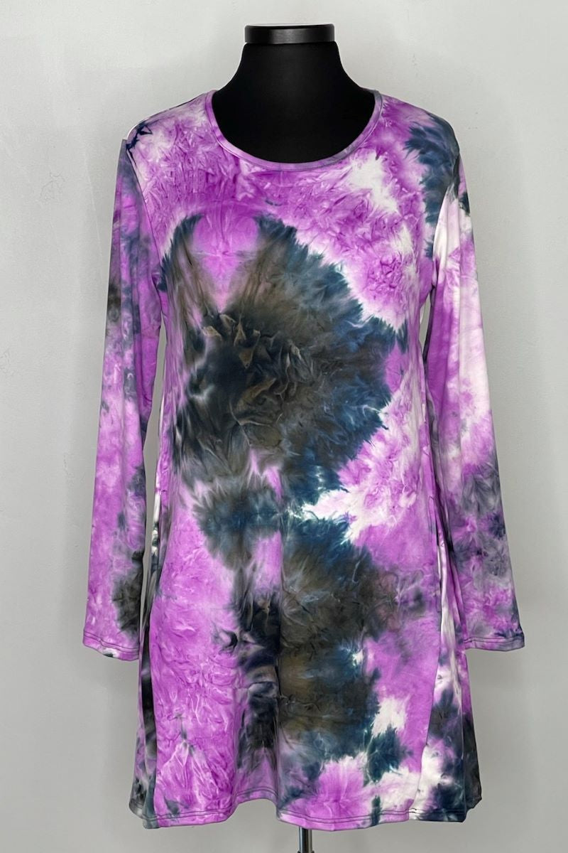 Violet 2AM Long Sleeve Tie Dye Tunic with Pockets